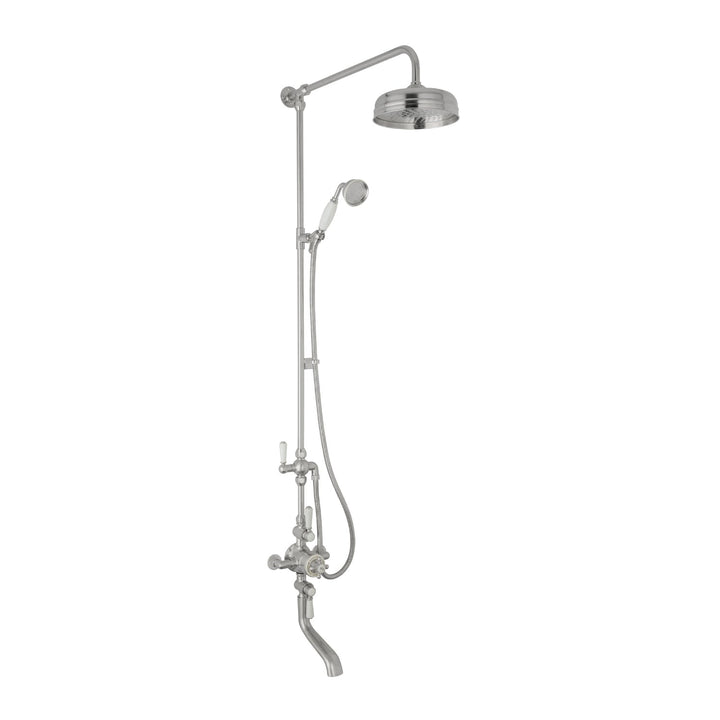 BC Designs Victrion Triple Exposed Shower Valve with Spout Bath Filler and 8-Inch Shower Head Brushed Chrome