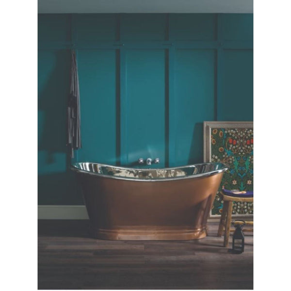 BC Designs Freestanding Traditional Boat Bath and Nickel Inner 1700mm Antique Copper/Nickel
