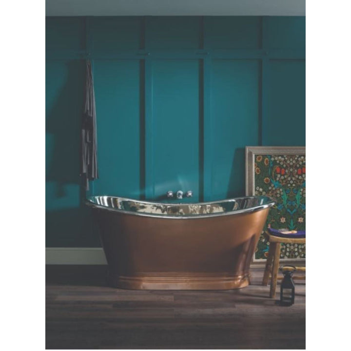 BC Designs Freestanding Traditional Boat Bath and Nickel Inner 1700mm Antique Copper/Nickel