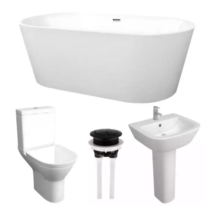 Kartell Modern Complete Bathroom Suite with Freestanding 1500mm X 750mm Bath White