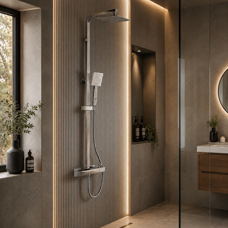 Nuie Chrome Dual Shower Valve Rigid Riser Kit