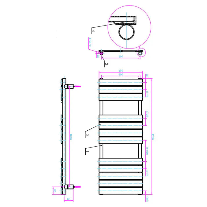 Tailored Bathrooms Queenstown Designer Towel Radiator Brushed Bronze