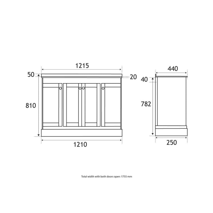 Eastbrook Hardwick Traditional Double Bowl 4 - Door Design Vanity Unit Matt Cobalt Blue