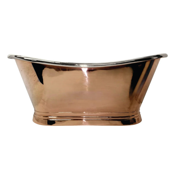 BC Designs Freestanding Traditional Boat Bath with Nickel Inner - 1500mm L x 725mm W Copper/Nickel
