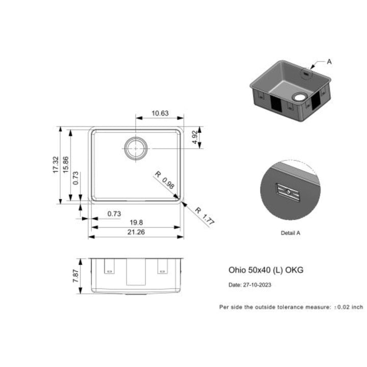 Reginox Ohio Stainless Steel Integrated Kitchen Sink