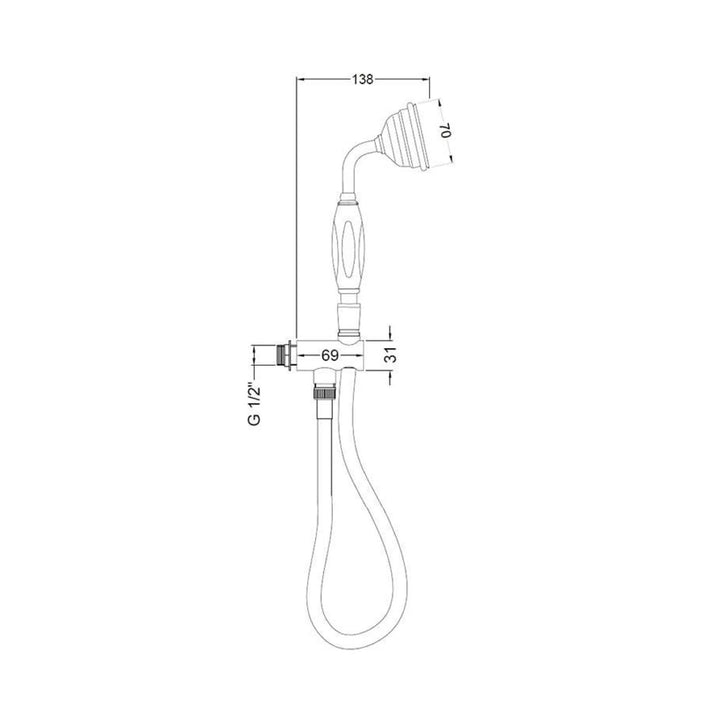BC Designs Victrion Wall Mounted Brass Traditional Handshower Set Brushed Chrome