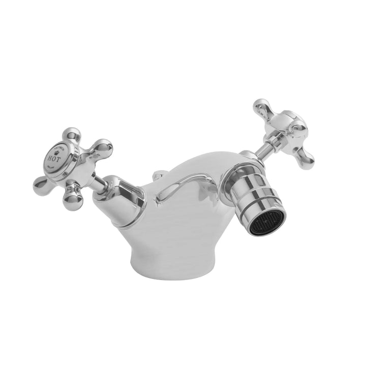 BC Designs Victrion Deck Mounted Brass Crosshead Mono Bidet Mixer Tap Brushed Chrome