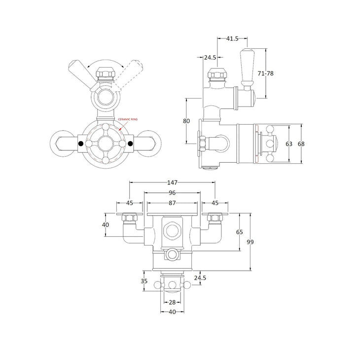 BC Designs Victrion Twin Exposed Wall Mounted Traditional Brass Shower Valve Brushed Chrome