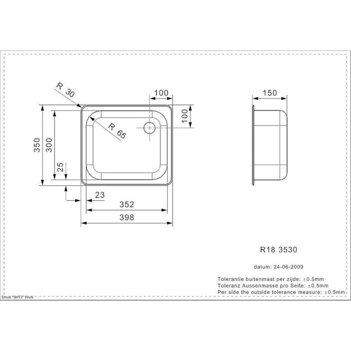 Reginox Rectangle R183530 Stainless Steel Single Bowl Sink