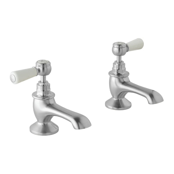 BC Designs Victrion Deck Mounted Brass Lever Bath Filler Taps Brushed Chrome Finish