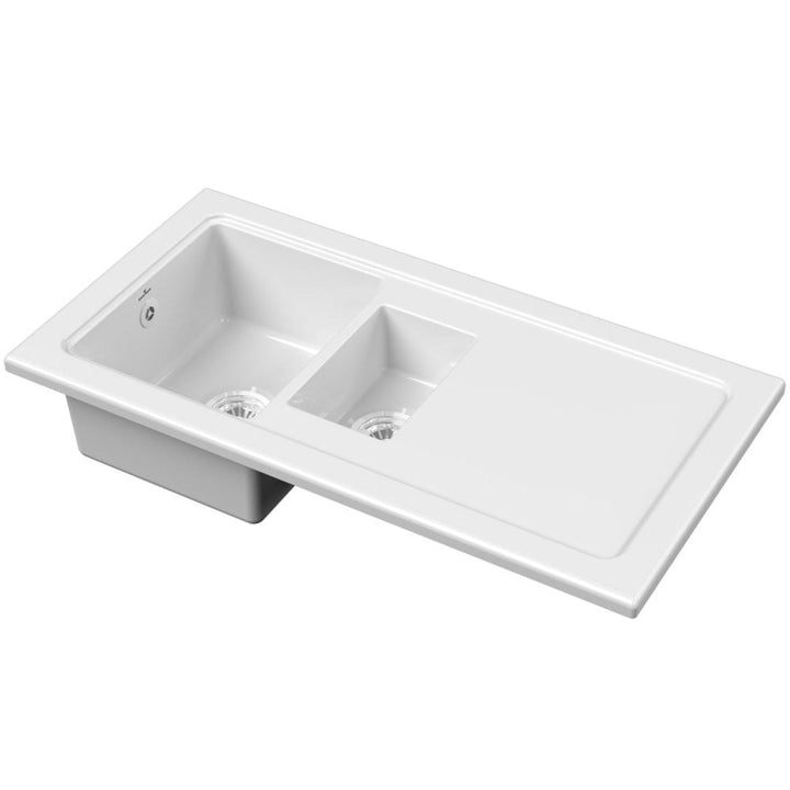 Reginox Ceramic White Single & Half Bowl & Drainer Sink
