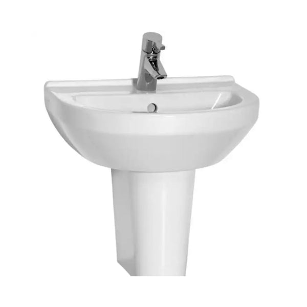 Kartell Style 1 Tap Hole Round Basin with Semi Pedestal 550mm White