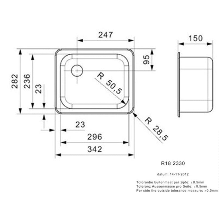 Reginox Rectangle R182330 Stainless Steel Single Bowl Sink