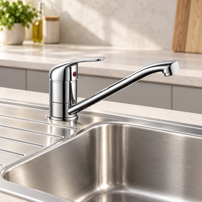 Kartell Mono Kitchen Sink Mixer Tap Single Handle, Polished Chrome