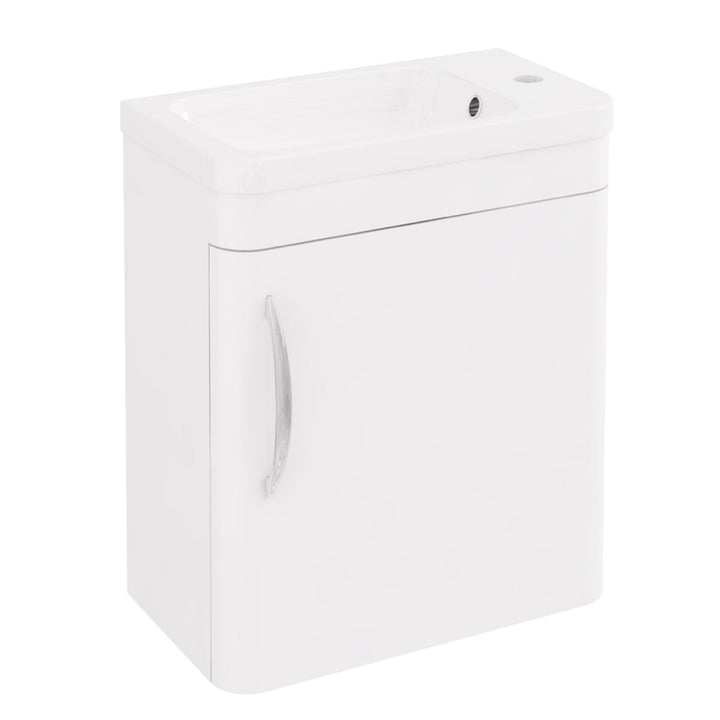Eastbrook Cavone Modern Luxurious Curved Single Door Wall Hung Base Unit 40cm High Gloss White