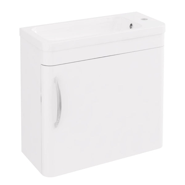 Eastbrook Cavone Modern Luxurious Curved Single Door Wall Hung Unit 50cm High Gloss White