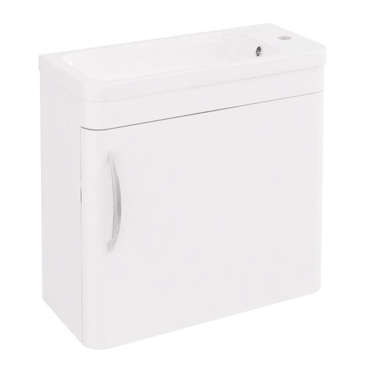 Eastbrook Cavone Modern Luxurious Curved Single Door Wall Hung Unit 50cm High Gloss White