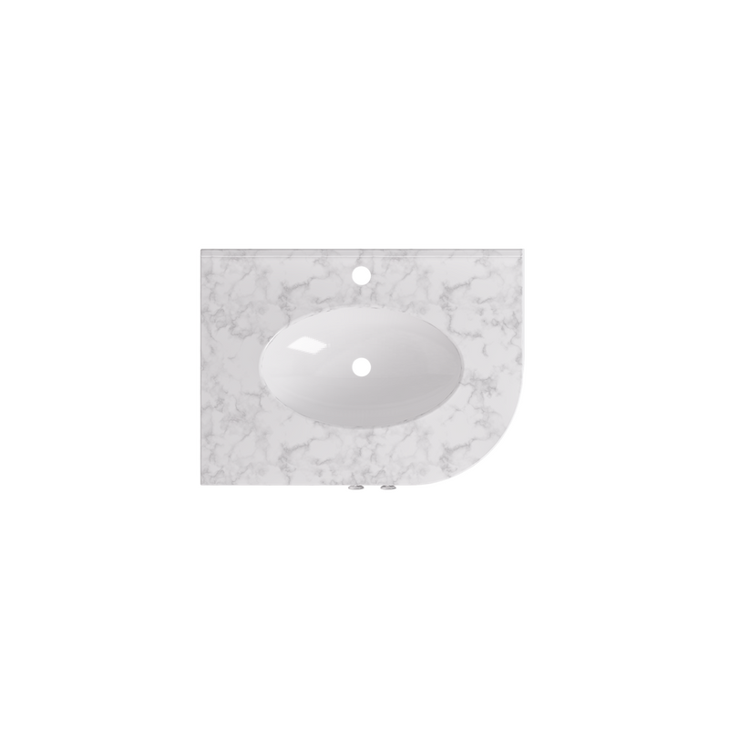 Eastbrook Hardwick 1 Tap Hole Quartz Corner 60cm x 44cm Left Hand White Inset Basin