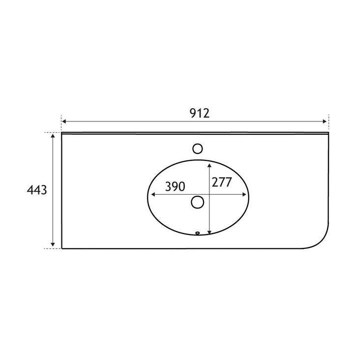 Eastbrook Hardwick Quartz Corner 90cm x 44cm LH White Inset Basin - ’BASIN ONLY’