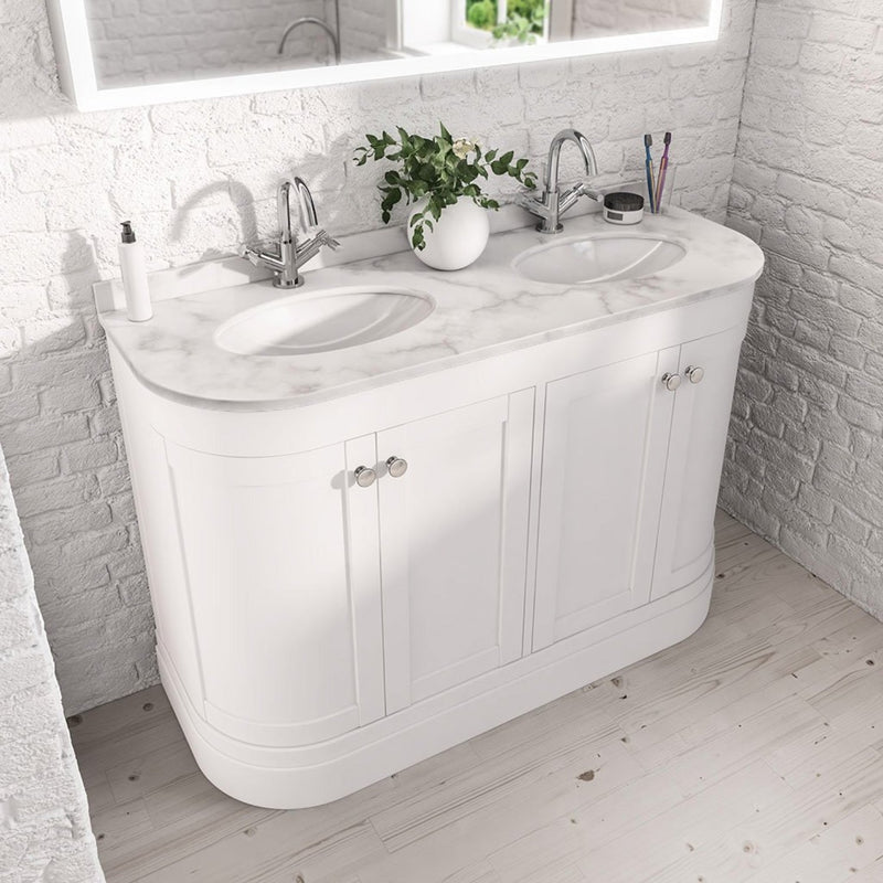 Eastbrook Hardwick Traditional Double Bowl 4 - Door Design Vanity Unit Matt White