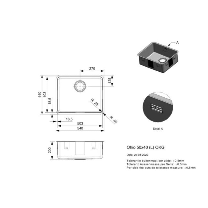 Reginox Ohio Stainless Steel Integrated Kitchen Sink