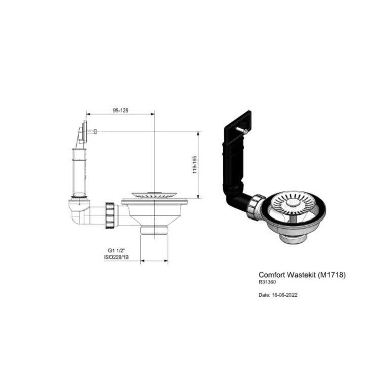 Reginox Stainless Steel Kitchen Sink Waste Kit or Sink Overflow Kit Colorado