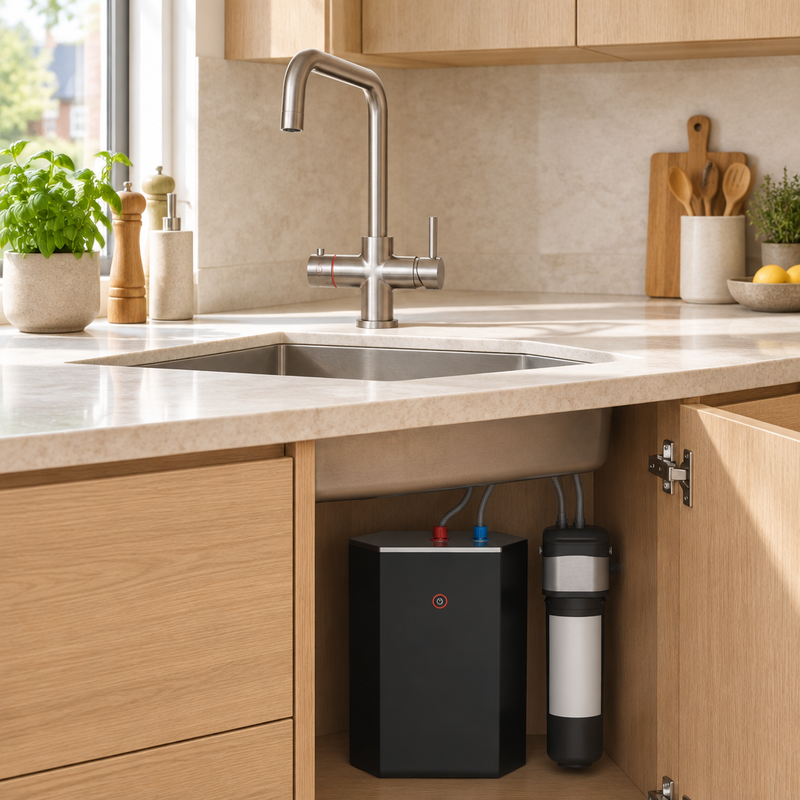 Kartell Brewmaster Brushed Nickel 3-in-1 Square Tap with Standard Tank