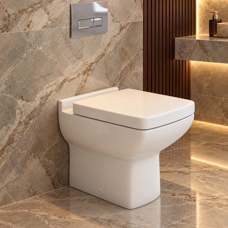 Kartell Pure Ceramic Back To Wall Toilet WC Pan With Soft Close Seat