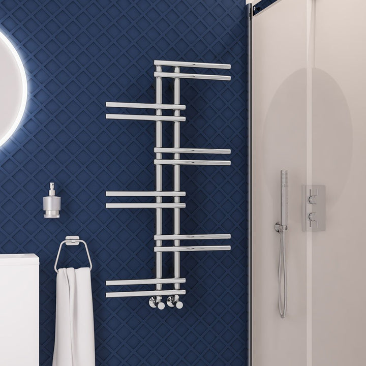 Eastbrook Pesaro Steel Chrome Designer Heated Towel Rail 1005mm H x 550mm W - Central Heating