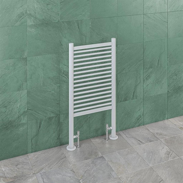 Eastbrook Vieste Steel Chrome Floor Standing Heated Towel Rail 1000mm H x 545mm W - Central Heating