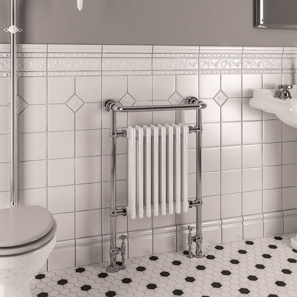 Eastbrook Isbourne Chrome Traditional Heated Towel Rail 940mm H x 600mm W - Central Heating