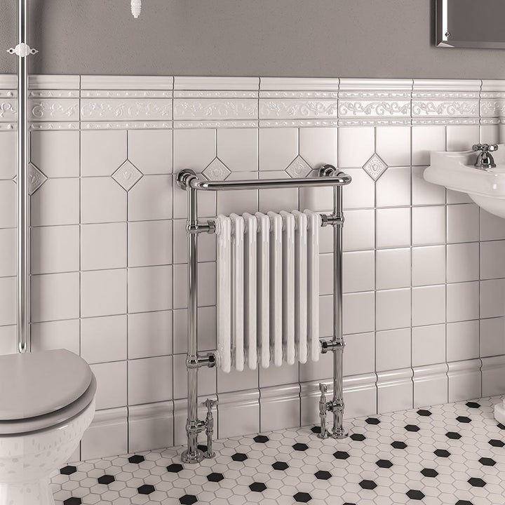 Eastbrook Isbourne Chrome Traditional Heated Towel Rail 940mm H x 600mm W - Central Heating