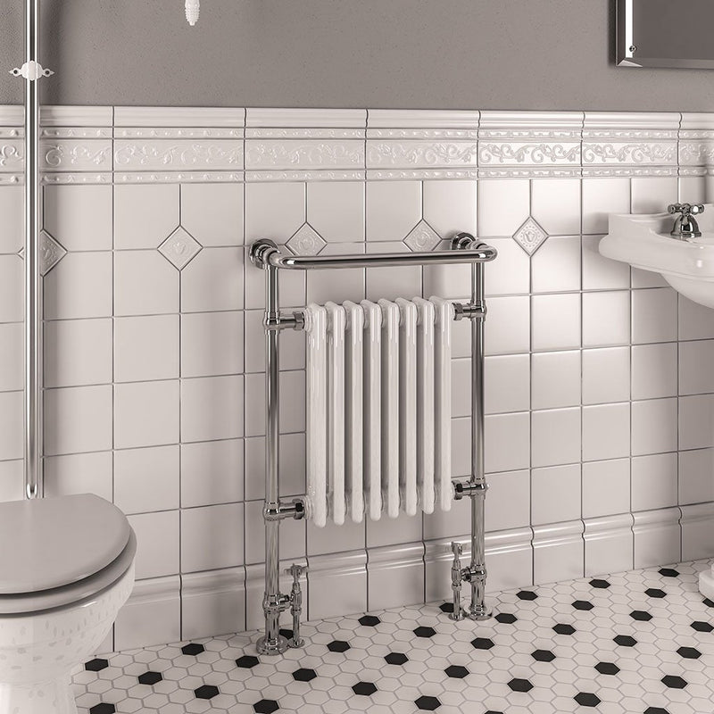 Eastbrook Isbourne Chrome Traditional Heated Towel Rail 940Mm H X 600Mm W - Central Heating