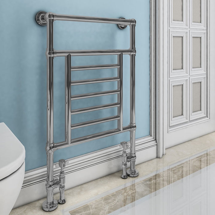 Eastbrook Sherbourne Chrome Traditional Heated Towel Rail 960mm H x 600mm W - Central Heating