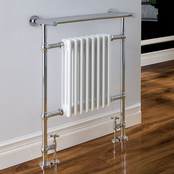 Eastbrook Leadon Chrome Traditional Heated Towel Rail 940mm H x 700mm W - Central Heating