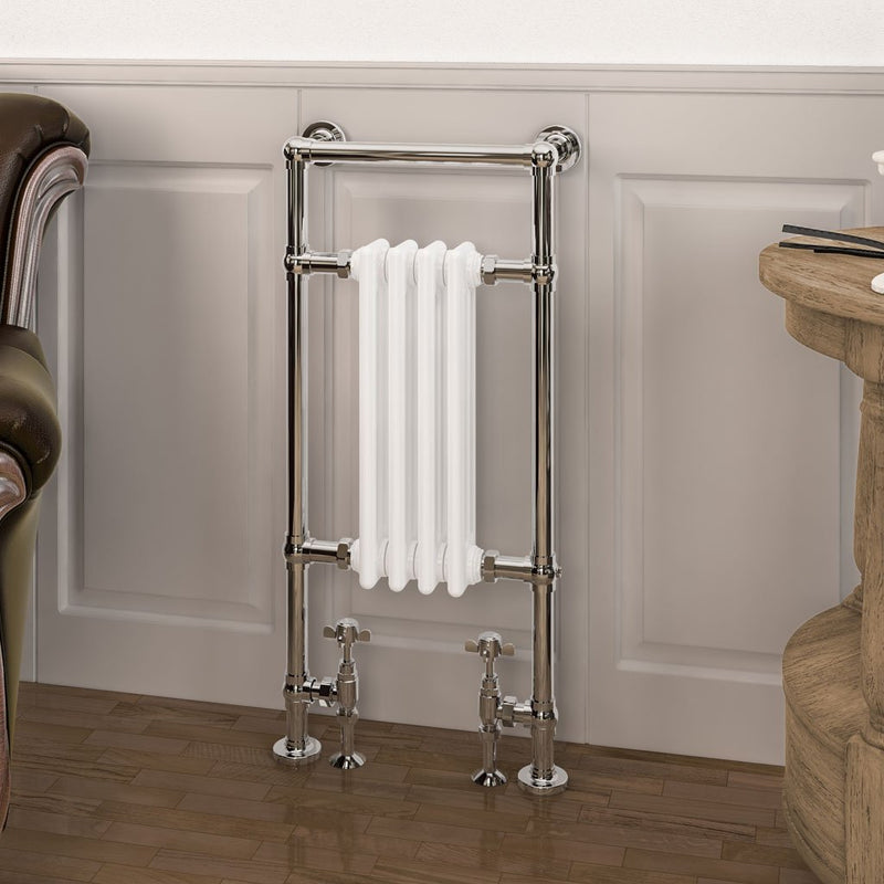 Eastbrook Avon Chrome / Gloss White Traditional Heated Towel Rails