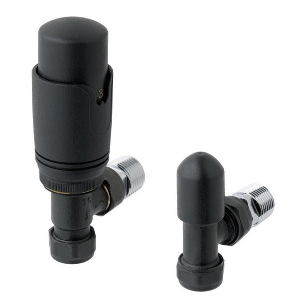 15Mm Angled Trv And Lockshield Valve Matt Anthracite Matt Anthracite Angled Radiator Valve and Lockshield