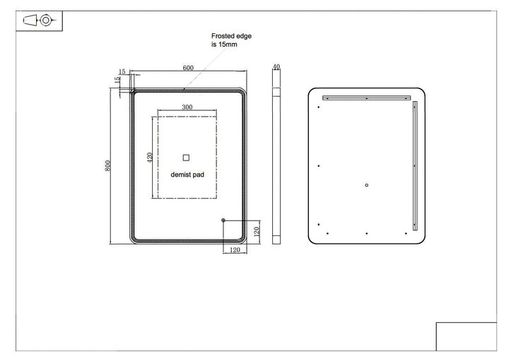 Arno 600x800mm LED mirror black frame