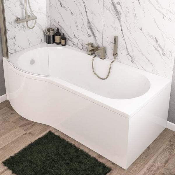 Eastbrook Shannon P-Shape Universal Reinforced Beauforte Bath End Panel 700mm x 510mm - White
