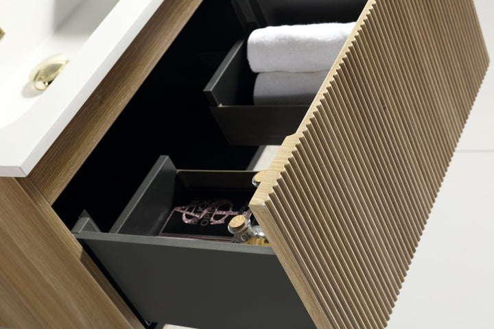 Tailored Bathrooms Flauto Fluted Wall Hung Vanity & Matte Basin 600 Wall hung vanity unit