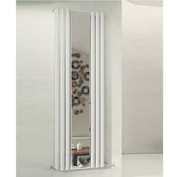 MaxtherM Eliptical Tube Mirror Single Panel Vertical Designer Radiators 1800mm H x 584mm W - White
