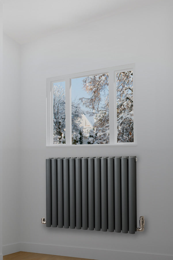 Maxtherm Eliptical Tube Anthracite Single/Double Panel Horizontal Designer Radiators