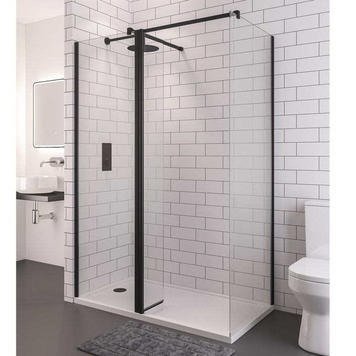 Eastbrook Vantage 2000 8mm Easy Clean Walk-In Panel 2000mm x 1600mm - Matt Black