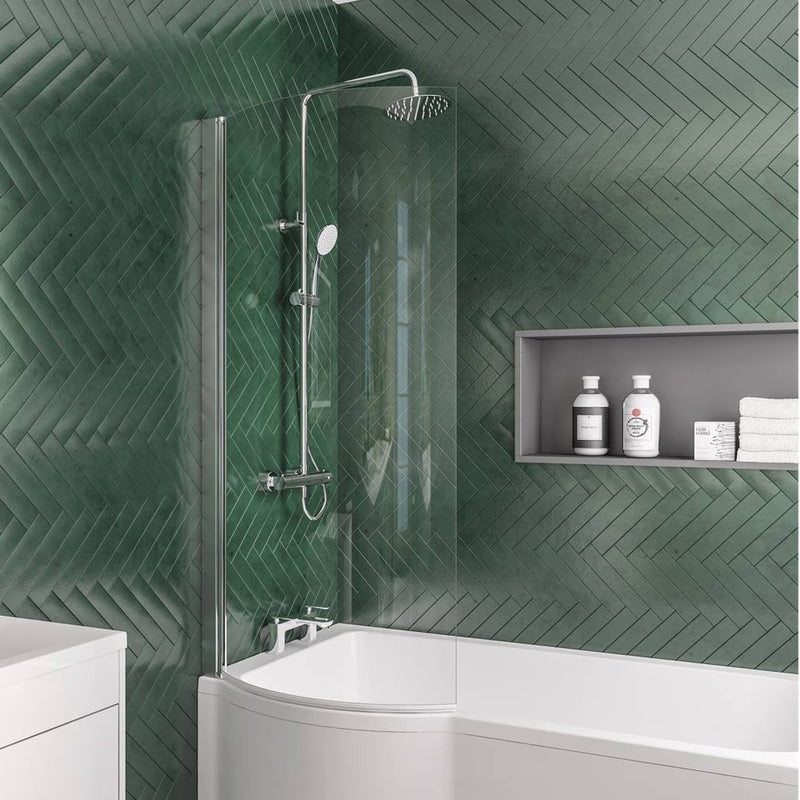 Eastbrook Designer P-Shape Left-Hand Bath Screen Chrome