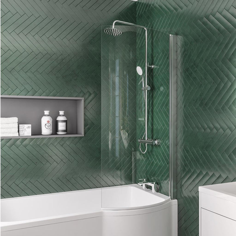 Eastbrook Designer P-Shape Right-Hand Bath Screen Chrome