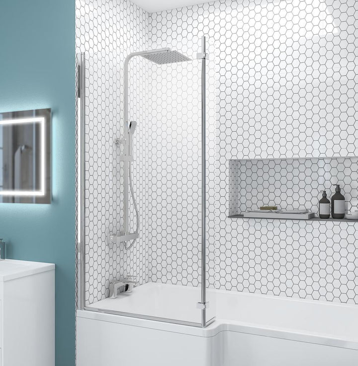 Eastbrook Designer L-Shape Left-Hand Bath Screen Chrome