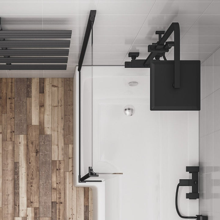 Eastbrook Designer L-Shape Left-Hand Bath Screen Matt Black