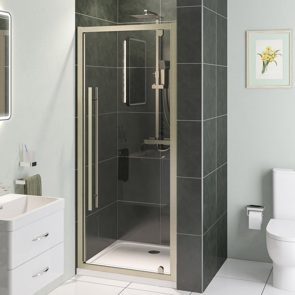 Eastbrook Vantage Shower Pivot Door 2000mm H x 760mm W Brushed Brass