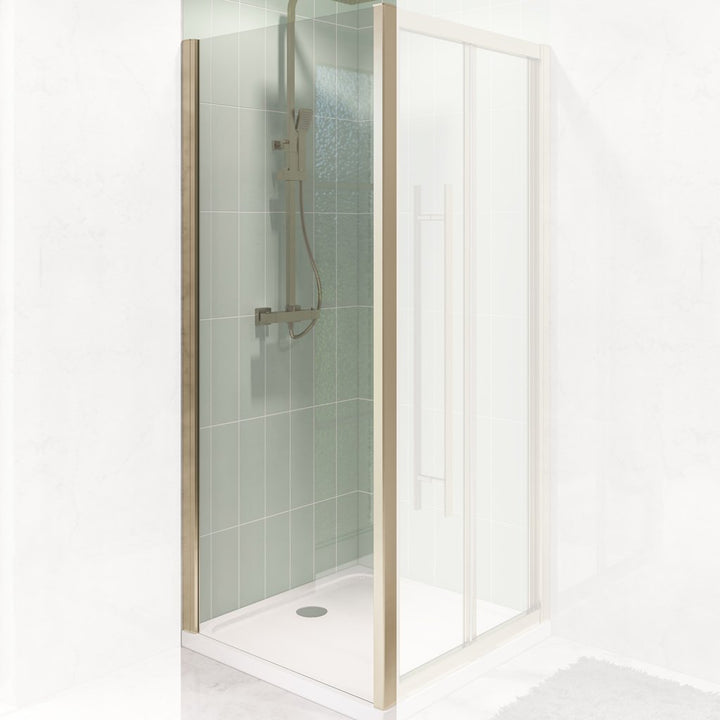 Eastbrook Vantage Easy Clean Side Panel with Towel Rail 2000mm x 760mm - Brushed Brass