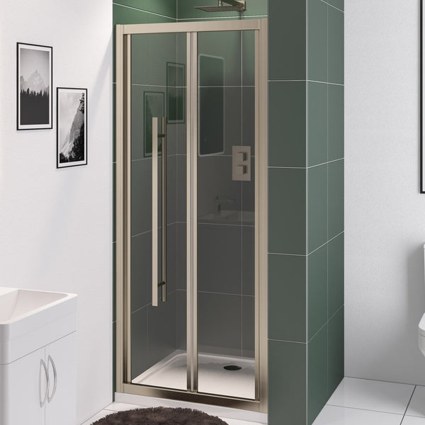 Eastbrook Vantage Shower Bi-Fold Door 2000mm H x 900mm W Brushed Brass